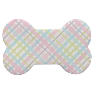 Pastel Plaid Bone Shape Pet Mat