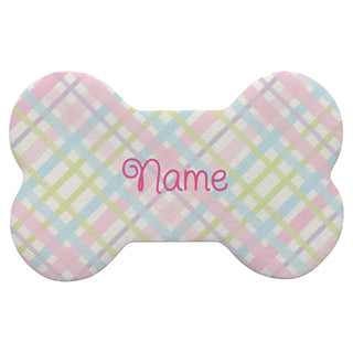 Pastel Plaid Bone Shape Pet Mat