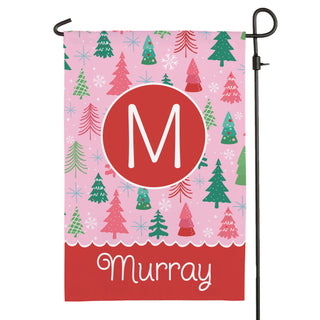 Whimsical Pink Pine Forest Garden Flag