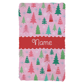 Whimsical Pink Pine Forest Fuzzy Blanket