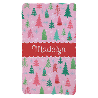 Whimsical Pink Pine Forest Fuzzy Blanket