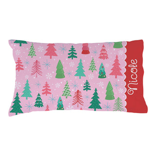 Whimsical Pink Pine Forest Pillowcase