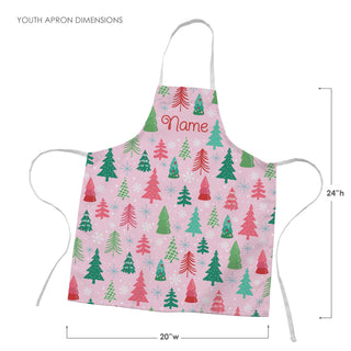 Whimsical Pink Pine Forest Youth Apron