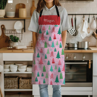 Whimsical Pink Pine Forest Apron