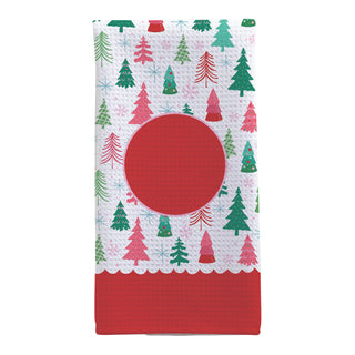 Whimsical Pine Forest Waffle Tea Towel