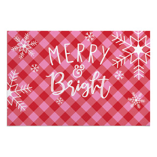 Merry & Bright Pink and Red Check Thin Doormat