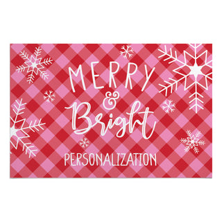 Merry & Bright Pink and Red Check Thin Doormat