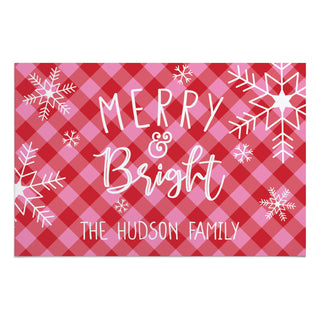 Merry & Bright Pink and Red Check Thin Doormat