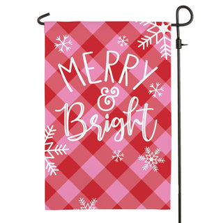 Merry & Bright Pink and Red Check Garden Flag