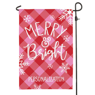 Merry & Bright Pink and Red Check Garden Flag