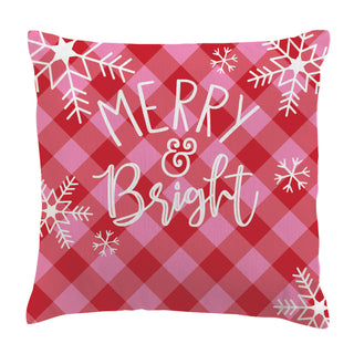 Merry & Bright Pink and Red Check 17" Throw Pillow