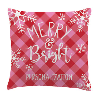 Merry & Bright Pink and Red Check 17" Throw Pillow