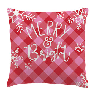 Merry & Bright Pink and Red Check 14" Throw Pillow