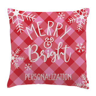 Merry & Bright Pink and Red Check 14" Throw Pillow