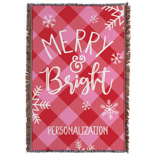 Merry & Bright Pink and Red Check Fringe Throw Blanket