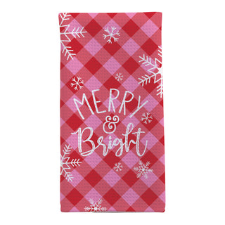 Merry & Bright Pink and Red Check Waffle Tea Towel