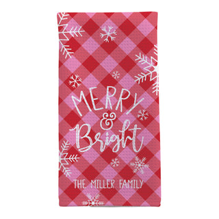 Merry & Bright Pink and Red Check Waffle Tea Towel