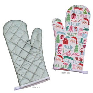 Jolly Santa Name Pattern Oven Mitt