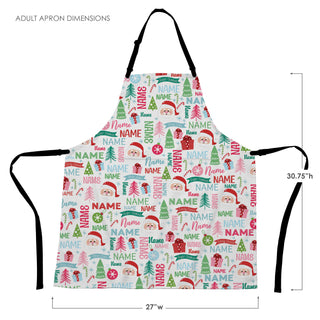 Jolly Santa Name Pattern Adult Apron