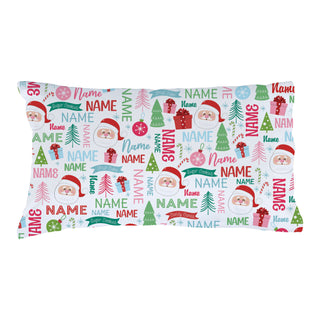 Jolly Santa Name Pattern Pillowcase