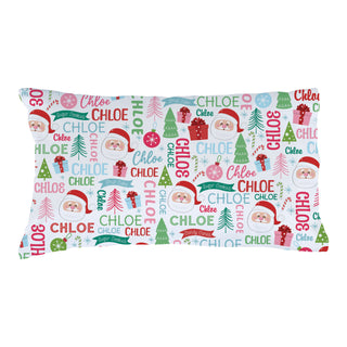 Jolly Santa Name Pattern Pillowcase