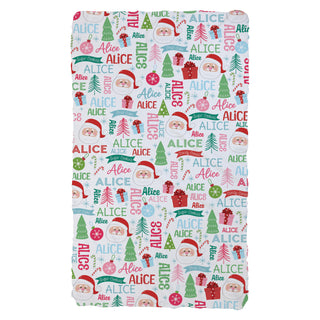 Jolly Santa Name Pattern Fuzzy Blanket