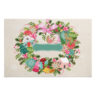 Whimsical Ornament Wreath Thin Doormat