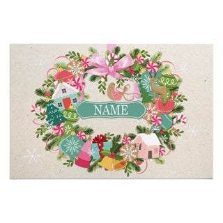 Whimsical Ornament Wreath Thin Doormat