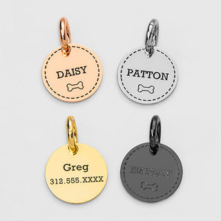 Stainless Steel Personalized Engraved Disc with Bone Pet Tag