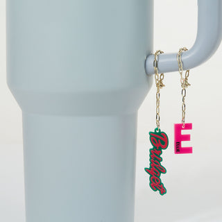 Uppercase Initial with Name Acrylic Charm Paperclip Chain Accessory