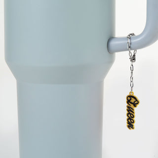 Vertical Name with Enamel Acrylic Charm Paperclip Chain Accessory