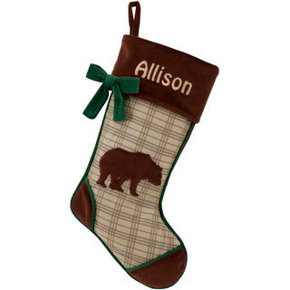 Rustic Woodland Bear Personalized Stocking