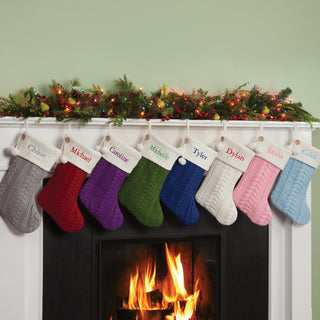 Personalized Cable Knit Stocking---Pink