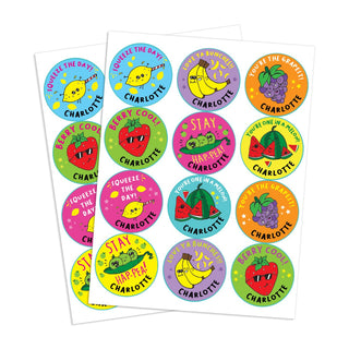 Fun Food Notes Personalized Round Sticker Set - 48 count