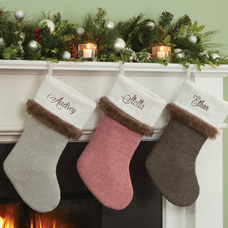 Personalized Charcoal Herringbone Stocking