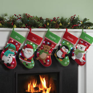 Personalized Twinkling LED Stocking - Snowman