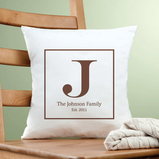 Family Initial Personalized Pillow---Brown