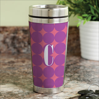 Purple Polka Dots Personalized Travel Mug