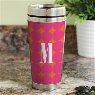 Pink Polka Dots Personalized Travel Mug