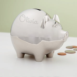 Personalized Silver Piggy Bank For Her