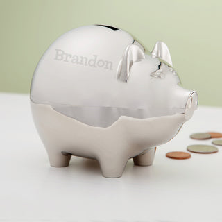 Personalized Silver Piggy Bank For Him