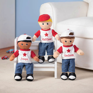 Blonde Boy Rag Doll with Ball Cap & Star Shirt